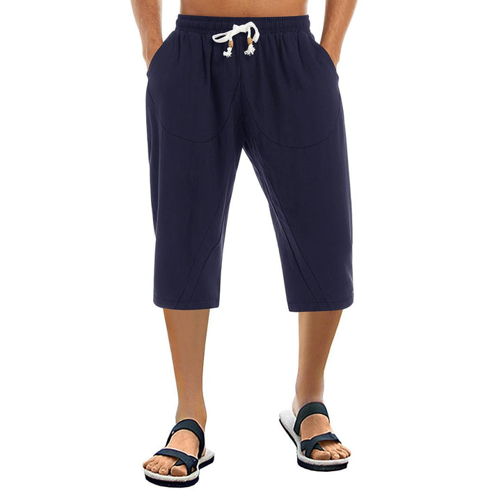 Men's Capri Wide Leg Cotton Linen Shorts - Men's Capri Pants