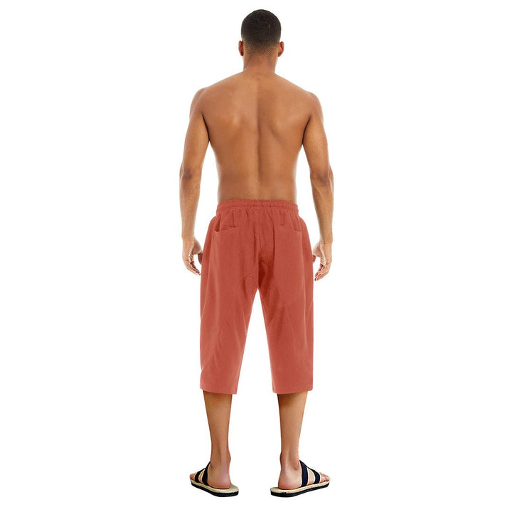 Men's Capri Wide Leg Cotton Linen Shorts - Men's Capri Pants