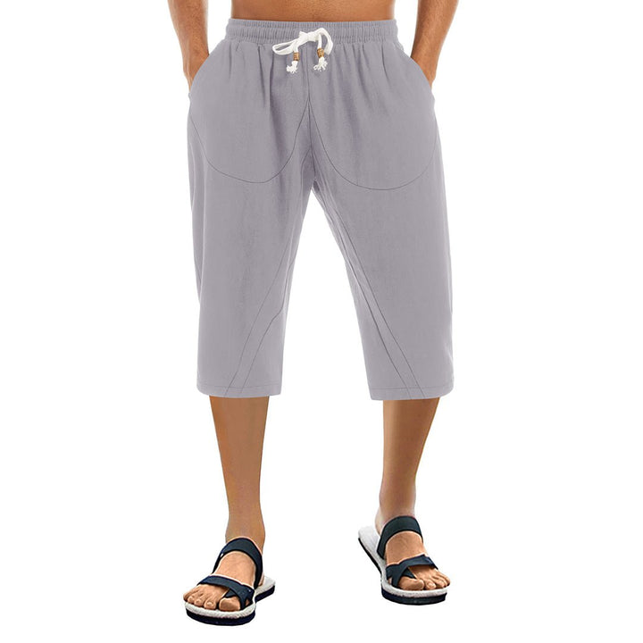 Men's Capri Wide Leg Cotton Linen Shorts - Men's Capri Pants