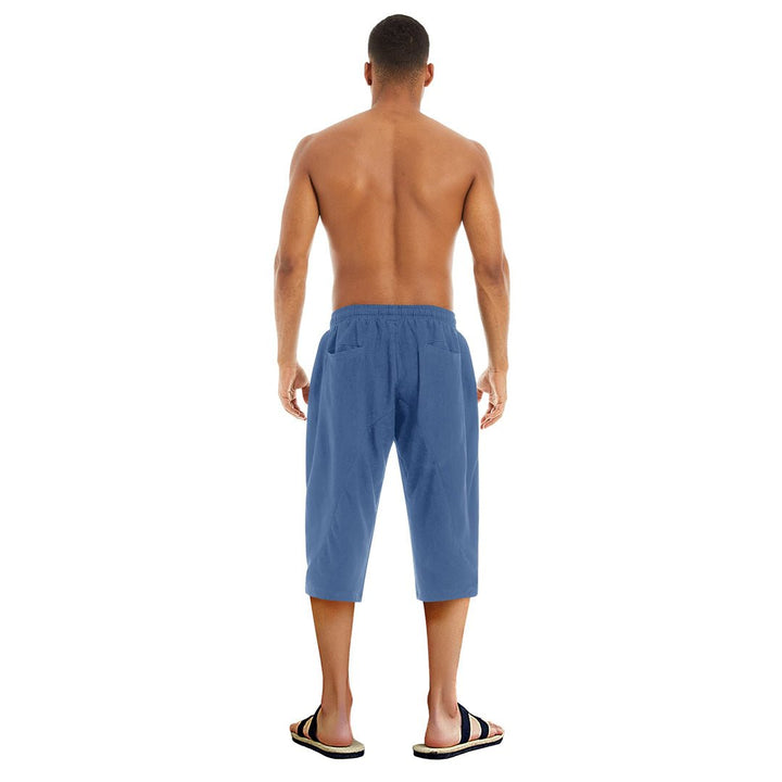 Men's Capri Wide Leg Cotton Linen Shorts - Men's Capri Pants