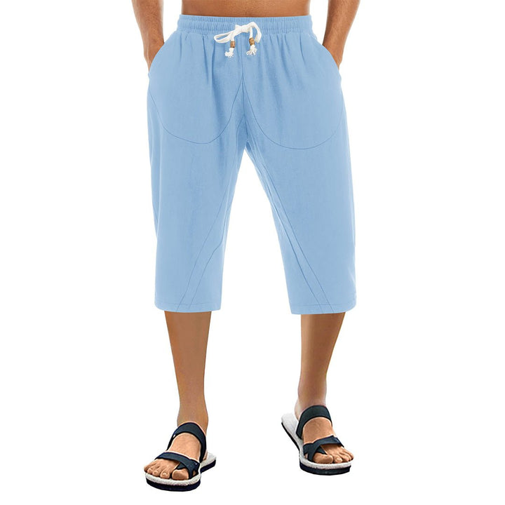 Men's Capri Wide Leg Cotton Linen Shorts - Men's Capri Pants