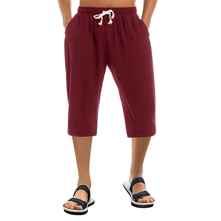 Men's Capri Wide Leg Cotton Linen Shorts - Men's Capri Pants