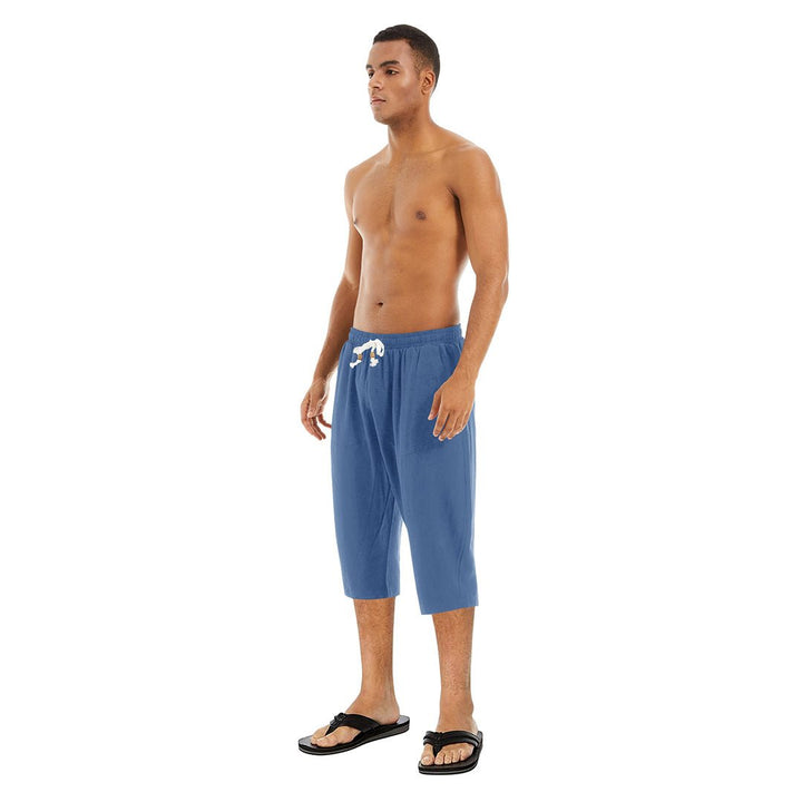 Men's Capri Wide Leg Cotton Linen Shorts - Men's Capri Pants