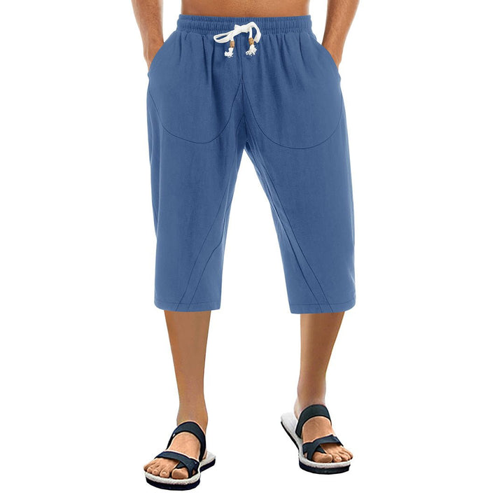 Men's Capri Wide Leg Cotton Linen Shorts - Men's Capri Pants