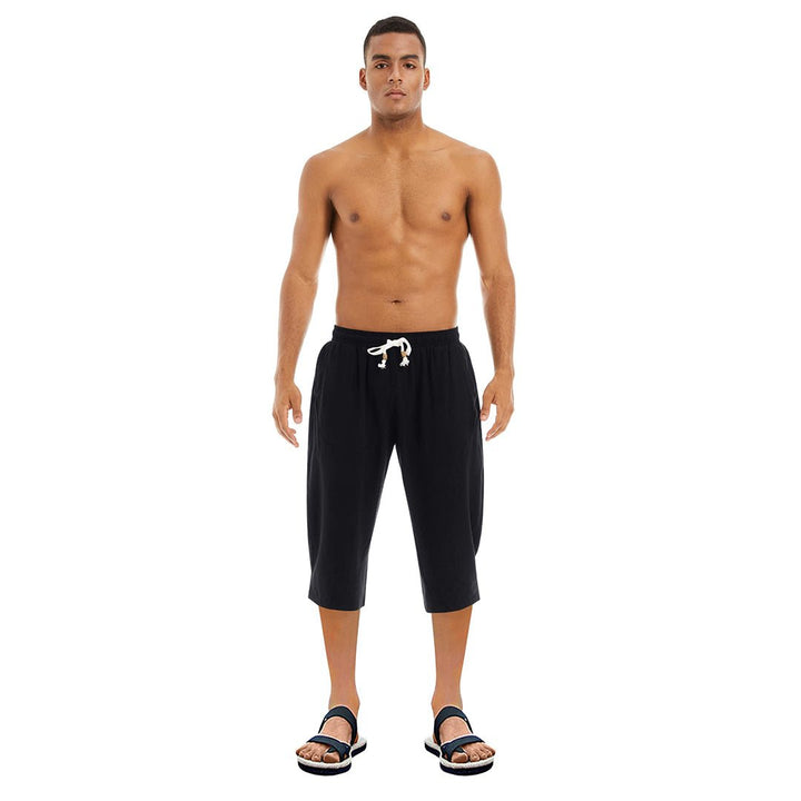 Men's Capri Wide Leg Cotton Linen Shorts - Men's Capri Pants