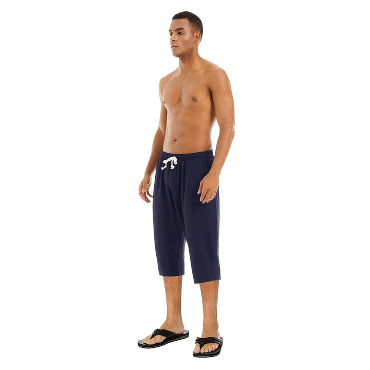 Men's Capri Wide Leg Cotton Linen Shorts - Men's Capri Pants