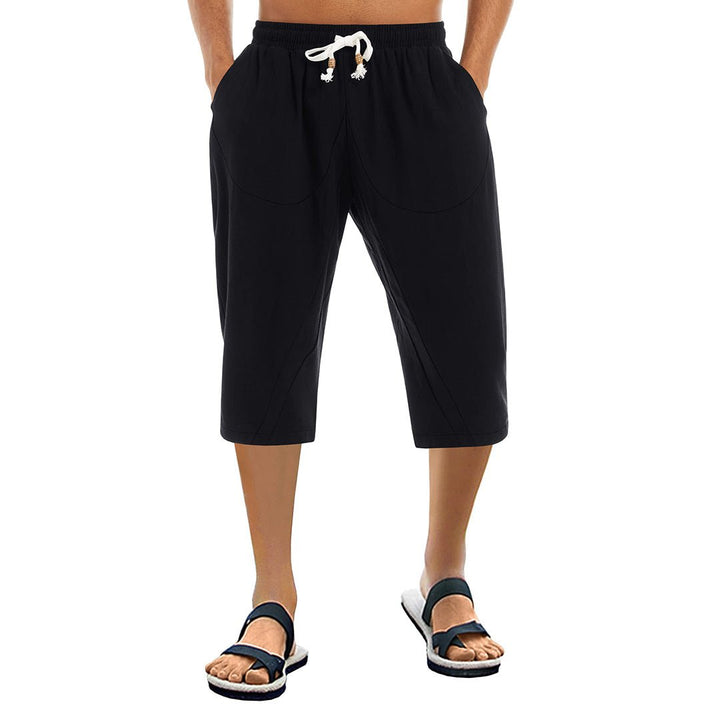 Men's Capri Wide Leg Cotton Linen Shorts - Men's Capri Pants