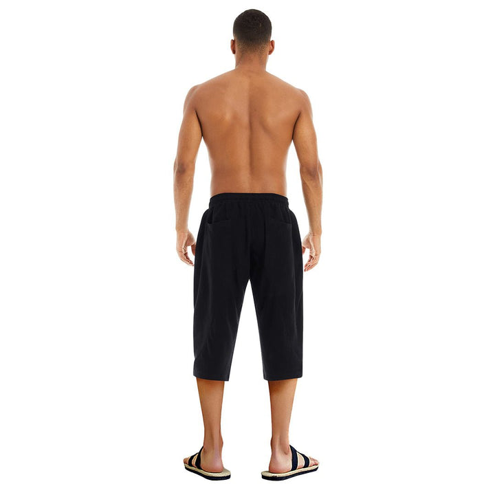 Men's Capri Wide Leg Cotton Linen Shorts - Men's Capri Pants