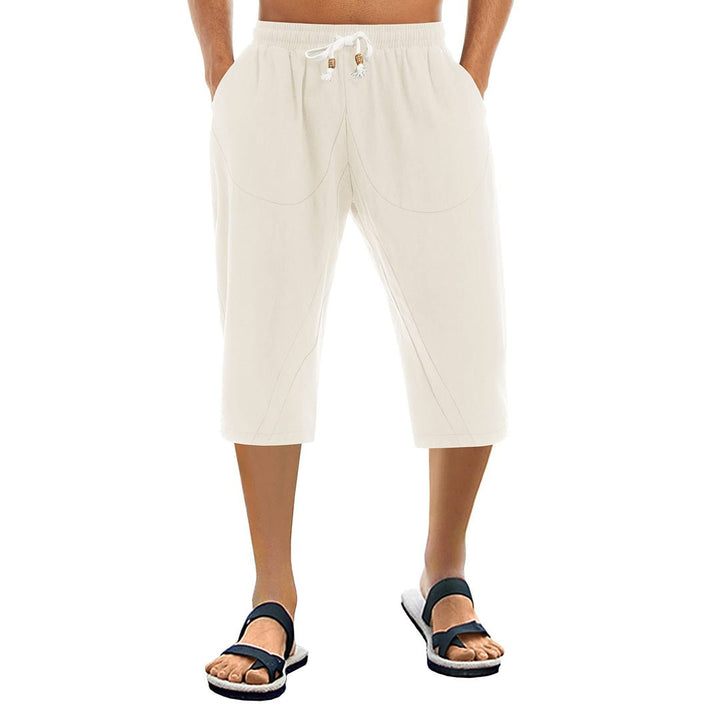 Men's Capri Wide Leg Cotton Linen Shorts - Men's Capri Pants