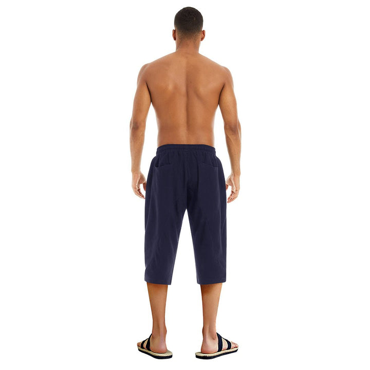 Men's Capri Wide Leg Cotton Linen Shorts - Men's Capri Pants