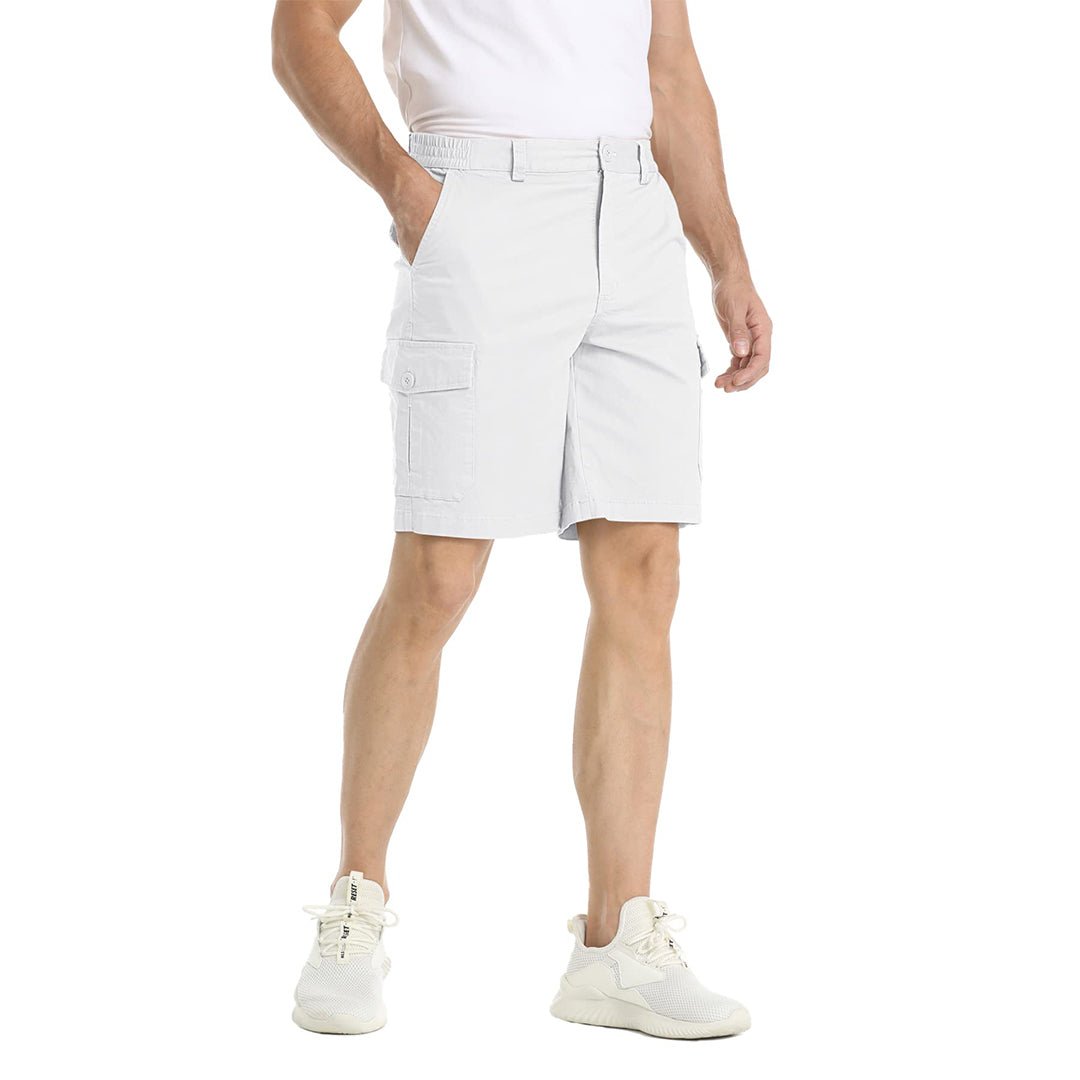 TACVASEN White Utility Cotton Cargo Shorts