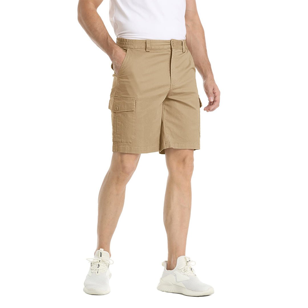 TACVASEN Khaki Utility Cotton Cargo Shorts