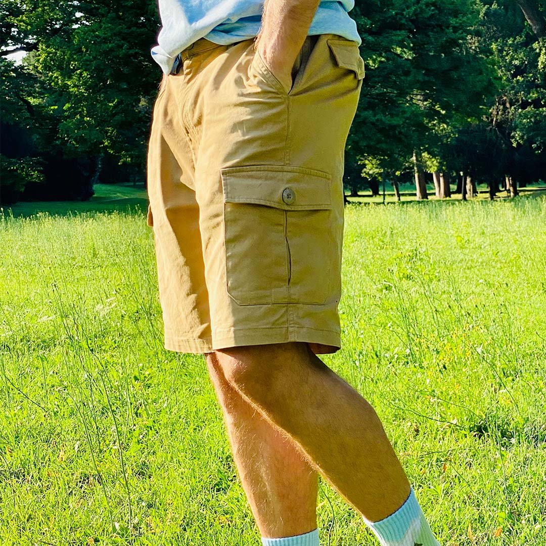 TACVASEN Khaki Utility Cotton Cargo Shorts