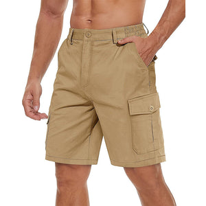 TACVASEN Khaki Utility Cotton Cargo Shorts