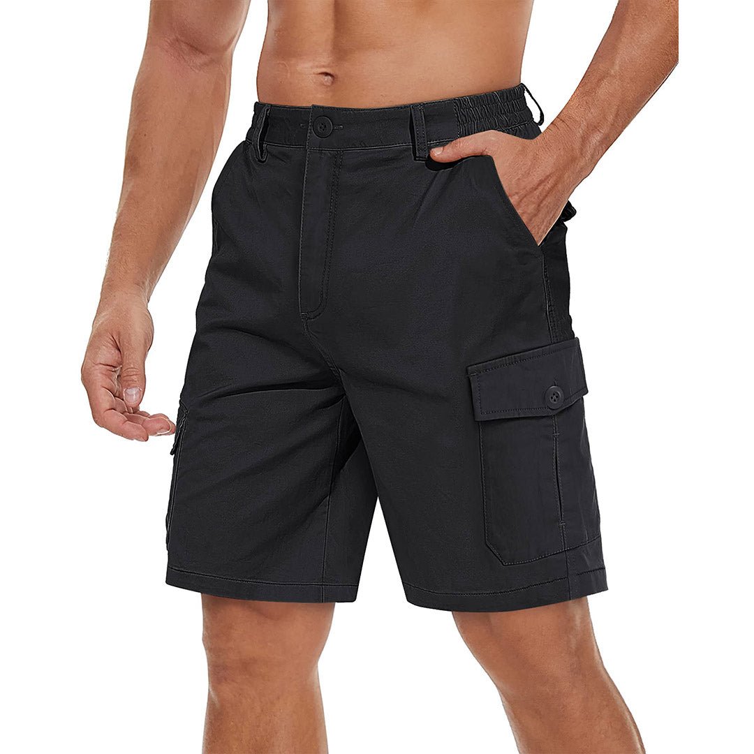 TACVASEN Black Utility Cotton Cargo Shorts