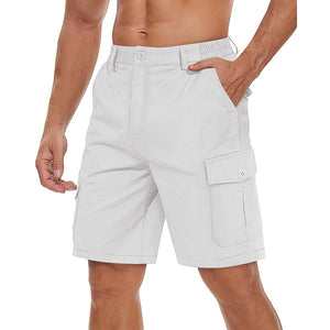 TACVASEN White Utility Cotton Cargo Shorts