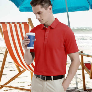 TACVASEN Black Men's Cotton Pique Short Sleeve Classic Fit Polo Shirt