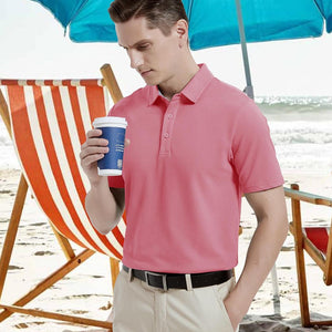 TACVASEN Black Men's Cotton Pique Short Sleeve Classic Fit Polo Shirt