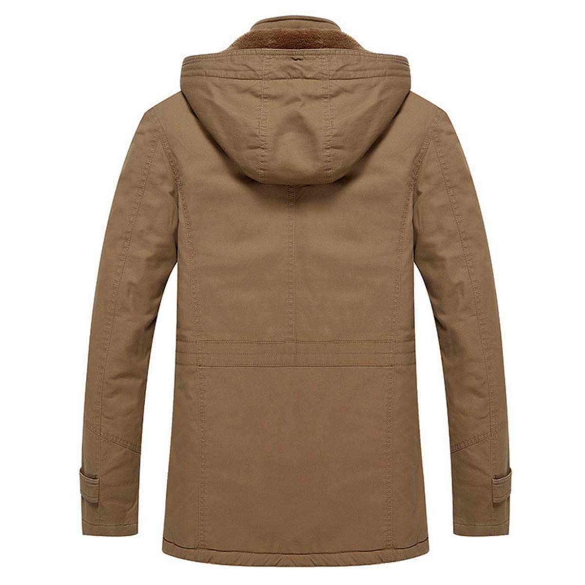 TACVASEN Khaki Men??s Fleece Lined Cargo Jacket Warm Coat with Hood