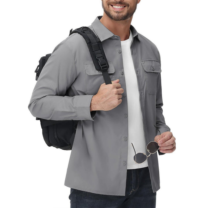 Men's Cotton Casual Button - Up Long Sleeve Shirts - Men's Coats
