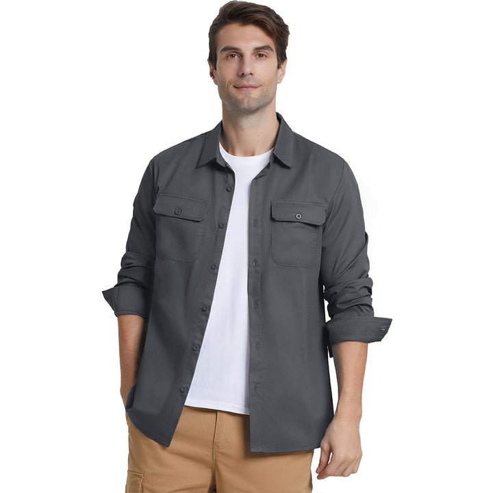 Men's Cotton Casual Button - Up Long Sleeve Shirts - Men's Coats
