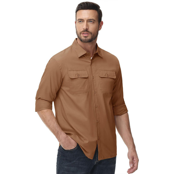 Men's Cotton Casual Button - Up Long Sleeve Shirts - Men's Coats