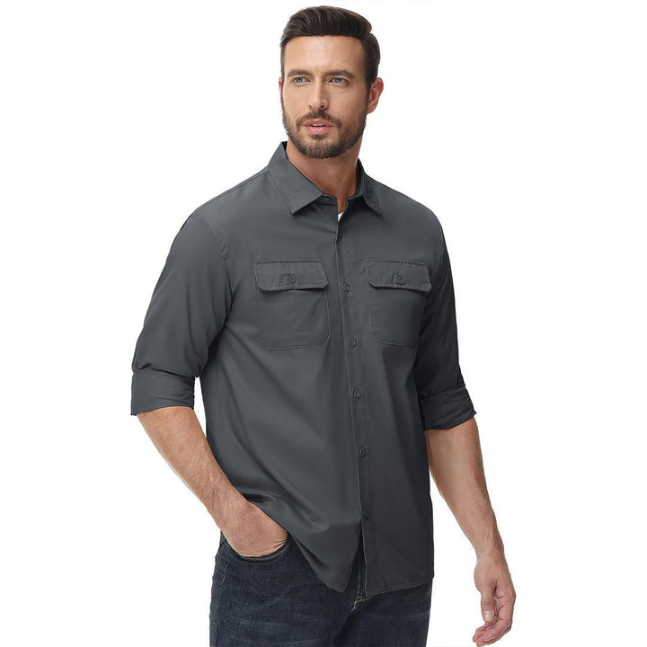 Men's Cotton Casual Button - Up Long Sleeve Shirts - Men's Coats