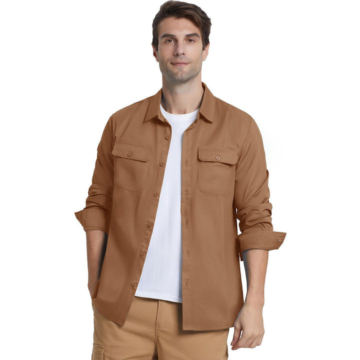 Men's Cotton Casual Button - Up Long Sleeve Shirts - Men's Coats