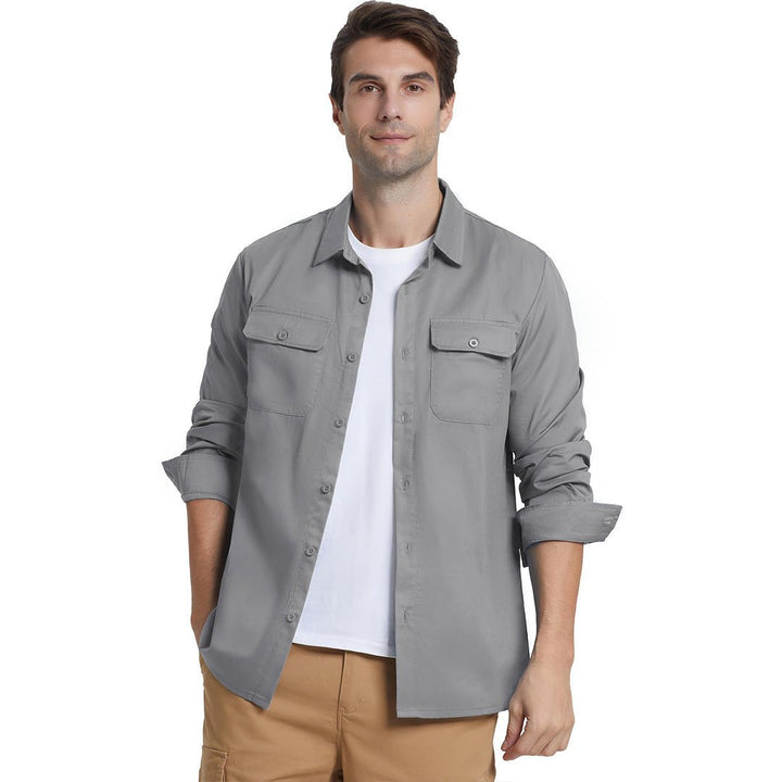 Men's Cotton Casual Button - Up Long Sleeve Shirts - Men's Coats