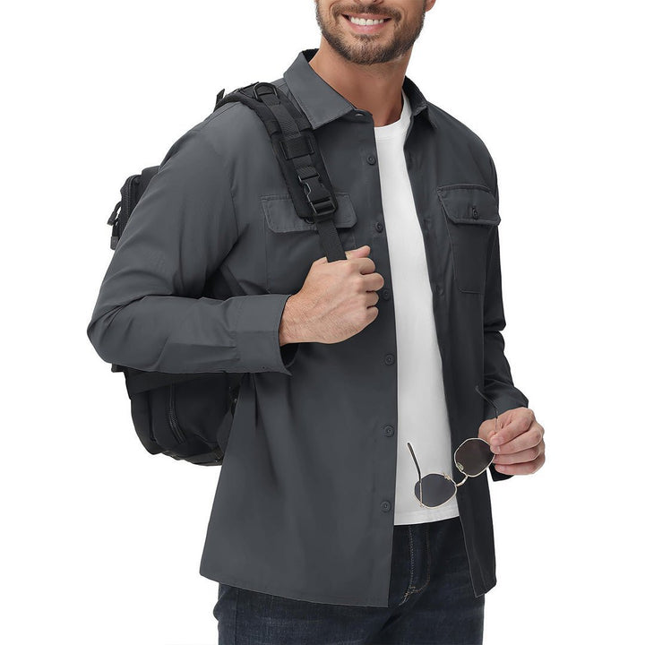 Men's Cotton Casual Button - Up Long Sleeve Shirts - Men's Coats