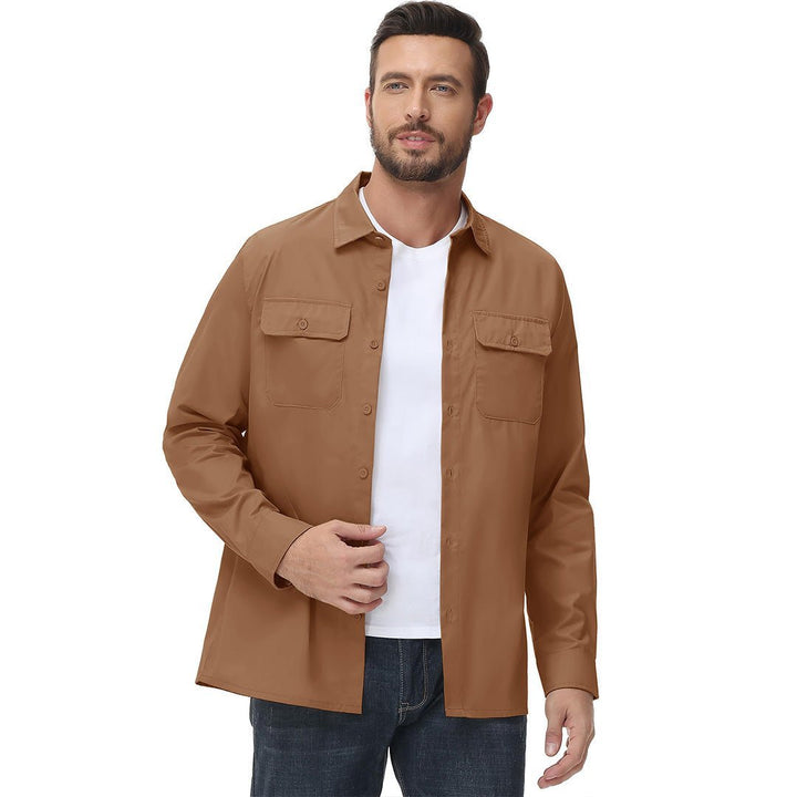 Men's Cotton Casual Button - Up Long Sleeve Shirts - Men's Coats