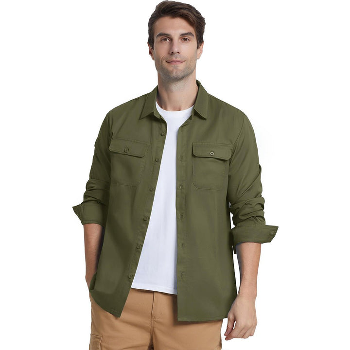 Men's Cotton Casual Button - Up Long Sleeve Shirts - Men's Coats