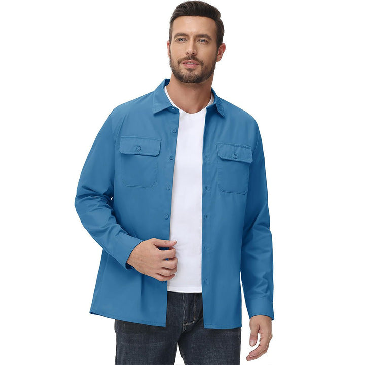 Men's Cotton Casual Button - Up Long Sleeve Shirts - Men's Coats