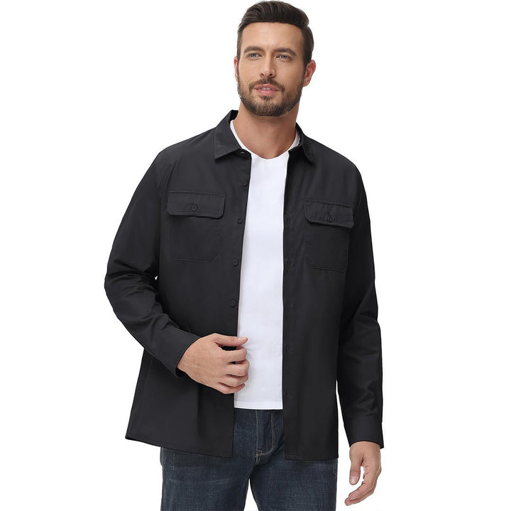 Men's Cotton Casual Button - Up Long Sleeve Shirts - Men's Coats