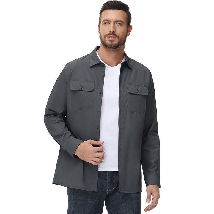 Men's Cotton Casual Button - Up Long Sleeve Shirts - Men's Coats
