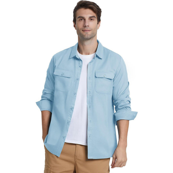 Men's Cotton Casual Button - Up Long Sleeve Shirts - Men's Coats