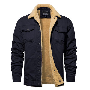 TACVASEN Navy Men's Winter Jacket Sherpa Fleece Lined Cargo Coat with Multi Pockets