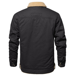 TACVASEN Dark Grey Men's Winter Jacket Sherpa Fleece Lined Cargo Coat with Multi Pockets