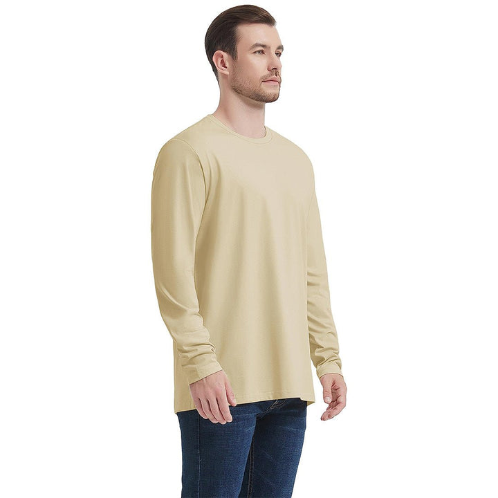 Men's Cotton Solid Color Classic Casual Long Sleeve T-shirt - Men's T-shirts