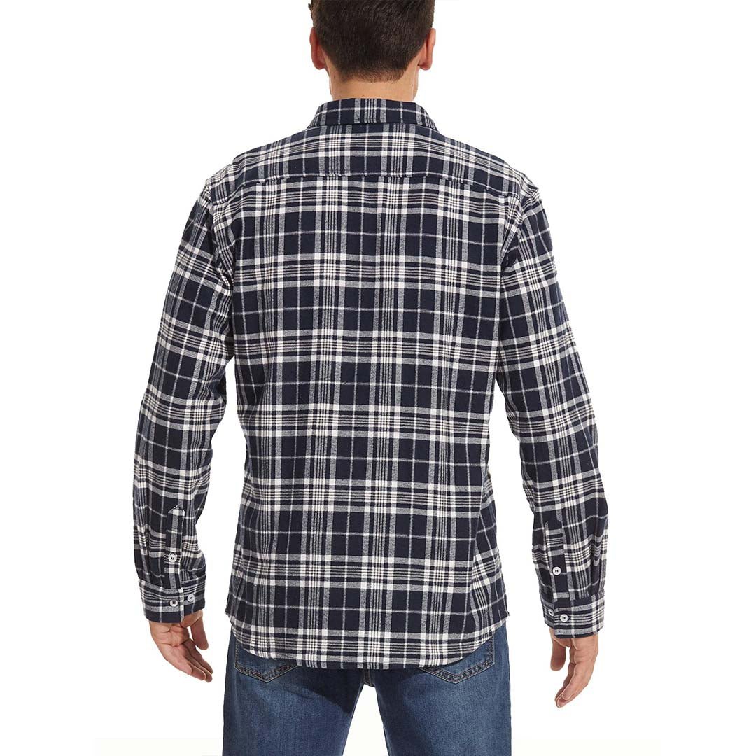 TACVASEN Blue White Men's Cotton Flannel Shirt Plaid Lightweight Jacket