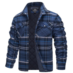 TACVASEN Blue Grey Men's Flannel Shirt Long Sleeve Button Down Jacket
