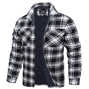 TACVASEN Black White Men's Flannel Shirt Long Sleeve Button Down Jacket