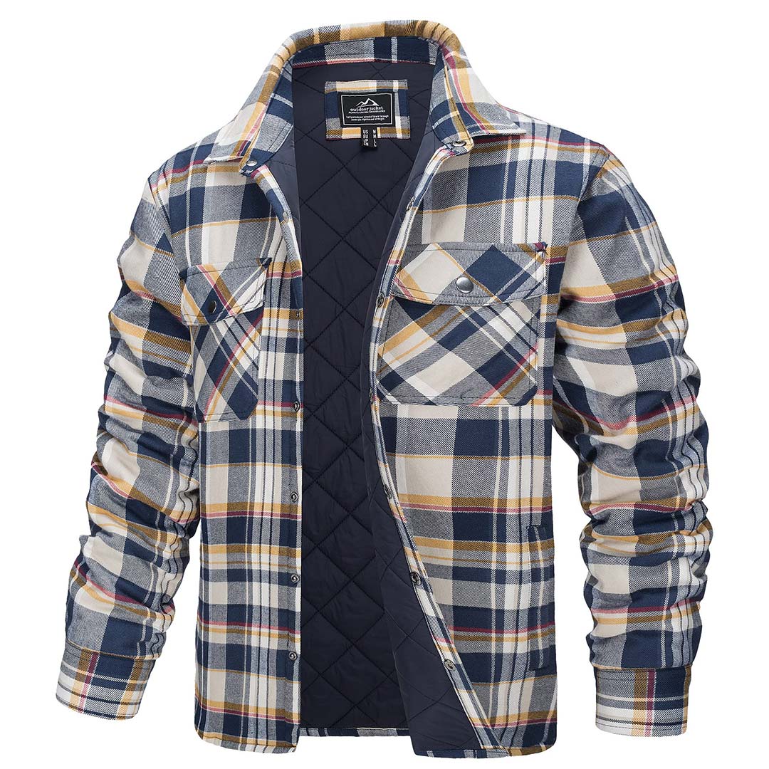 TACVASEN Yellow Men's Flannel Shirt Long Sleeve Button Down Jacket