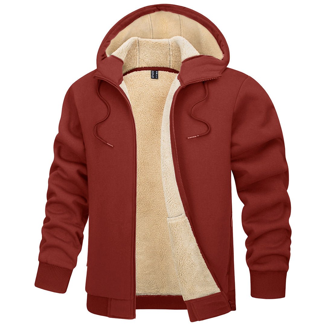 TACVASEN Orange Red Men's Fleece Hoodie Jacket Windproof Winter Coats