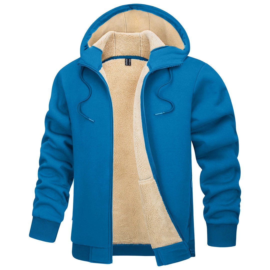 TACVASEN Blue Green Men's Fleece Hoodie Jacket Windproof Winter Coats