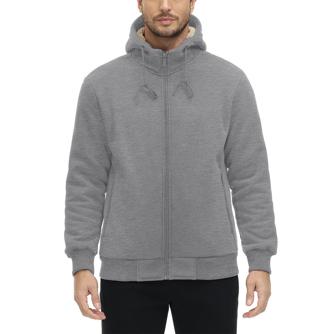 TACVASEN Khaki Men's Fleece Hoodie Jacket Windproof Winter Coats