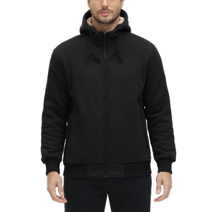 TACVASEN Black Men's Fleece Hoodie Jacket Windproof Winter Coats