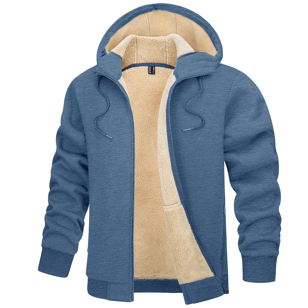 TACVASEN Grey Blue Men's Fleece Hoodie Jacket Windproof Winter Coats