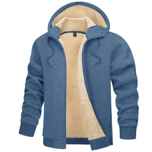 TACVASEN Grey Blue Men's Fleece Hoodie Jacket Windproof Winter Coats