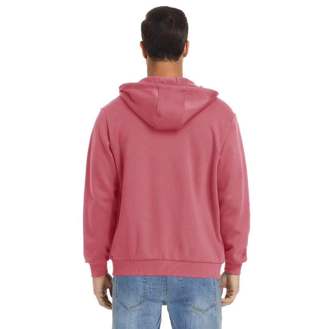 TACVASEN Grey Pink Men's Full Zip - Up Casual Active Hoodie